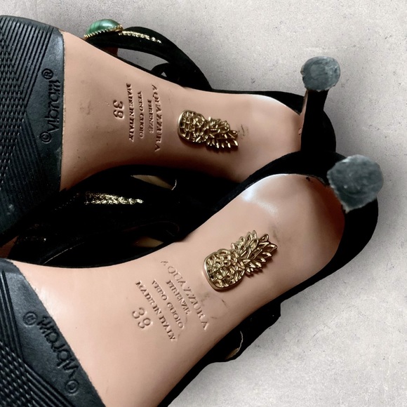 AQUAZZURA Desert Sun High Heel Sz 9/39 Suede Sandals - Picture 8 of 8